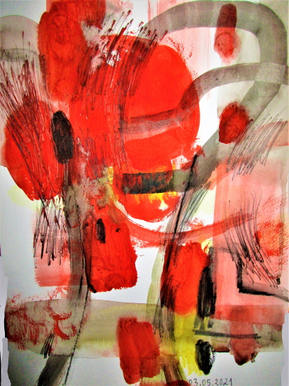 Farbe, Stift auf Aquarellkarton / 2021