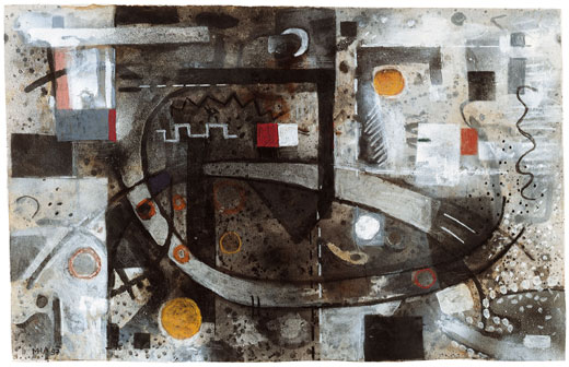 Mischtechnik auf Seidenpapier, H 64cm x B 98cm, 1998