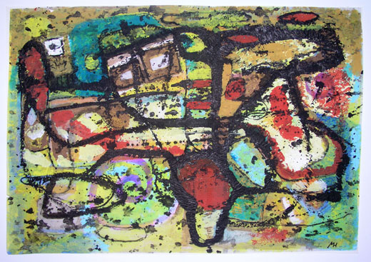 Tusche, Gouache auf Seidenpapier, H 60cm x B 80cm